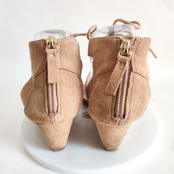 Nine West Sandals Size 8 M Wedge Gladiator Strappy Beige Lace-up Zip Neutral - Picture 4 of 11